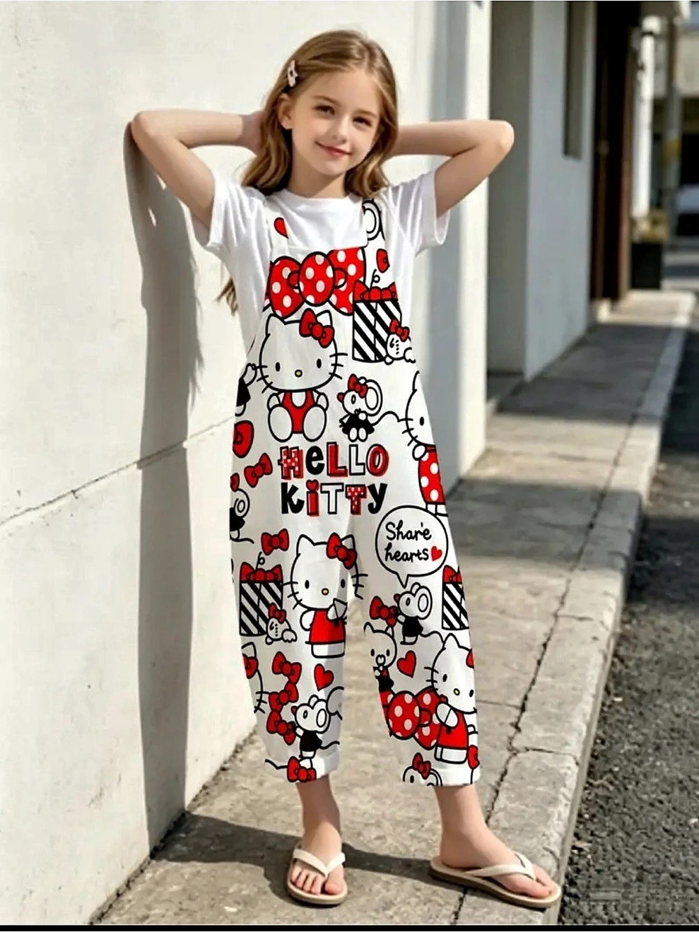 Hello Kitty Girls Size 7/8Y Printed Romper